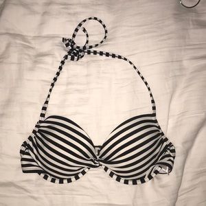 black and white bathing suit top
